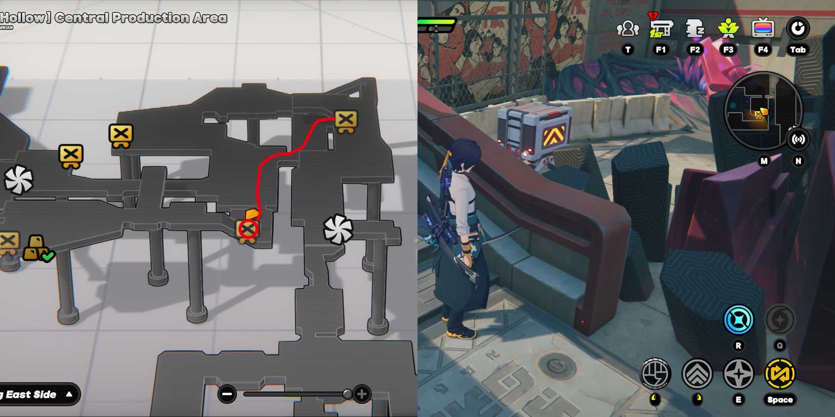 hollow central production area mini cargo trucks location 7 in zenless zone zero