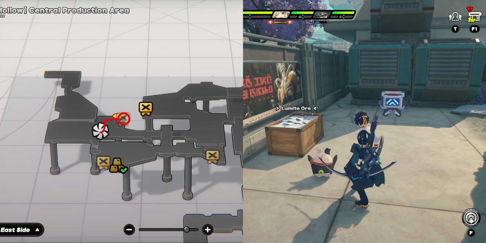 hollow central production area mini cargo trucks location 9 in zenless zone zero