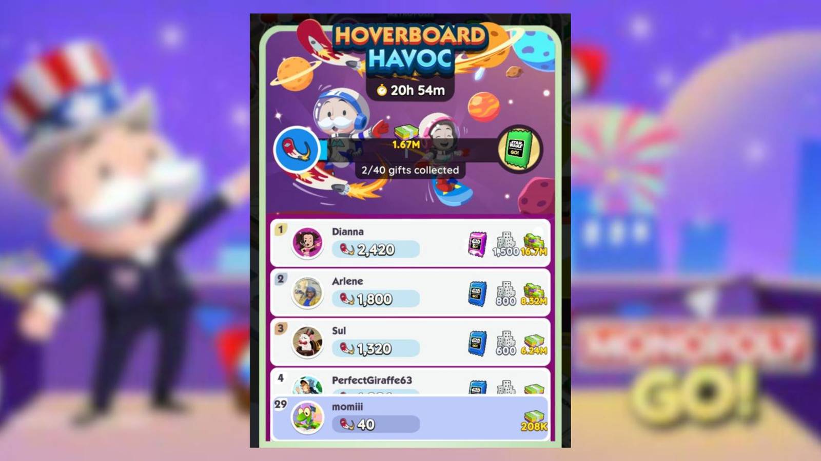 hoverboard havoc monopoly go