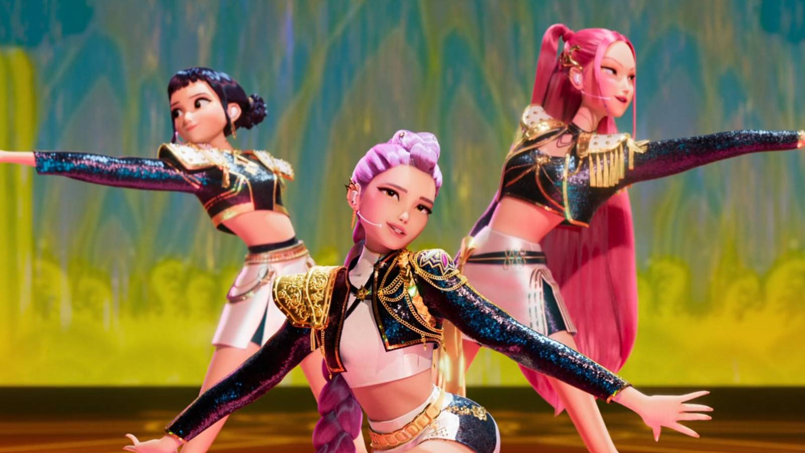 Huntrix Perfoming Golden in KPop Demon Hunters