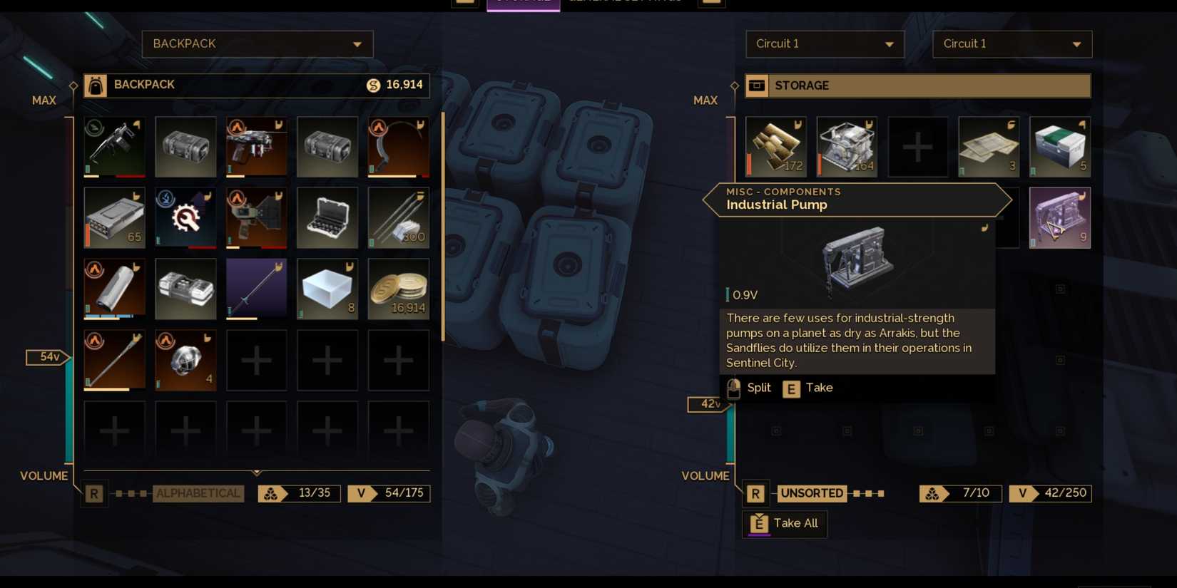 industrial pump in inventory in Dune Awakening