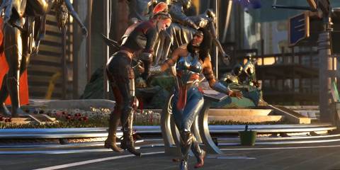 Wonder Woman impaling Harley Quinn in Injustice 2