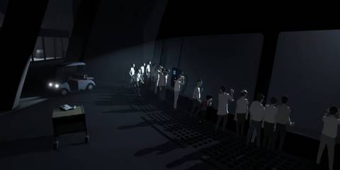 Inside people fathered at windows to observe