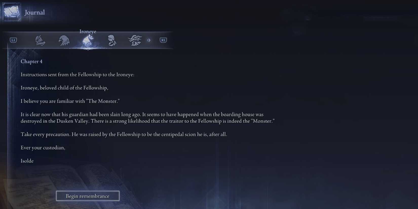 Ironeye Journal Page 4 in Elden Ring Nightreign