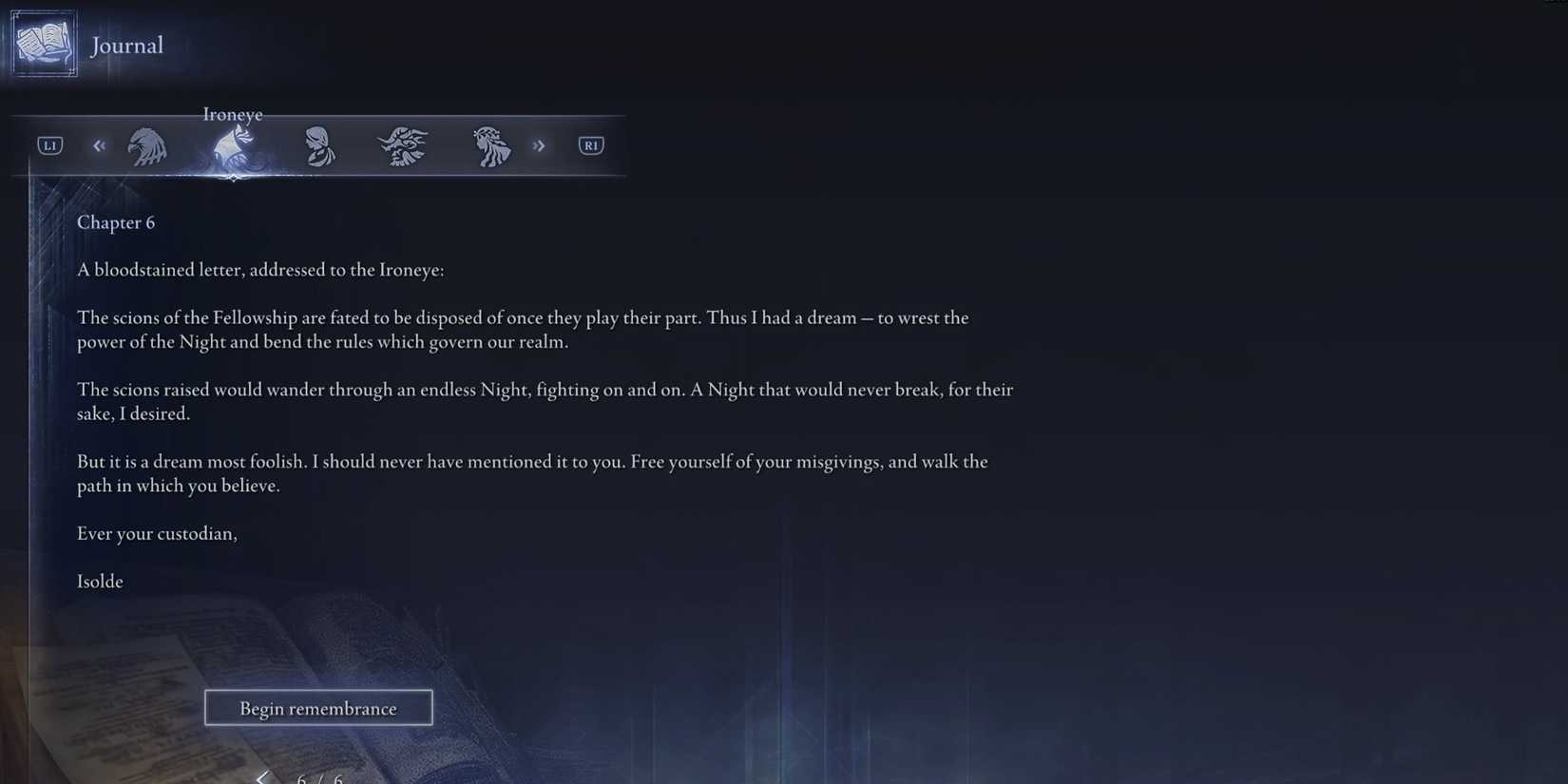 Ironeye Journal Page 6 in Elden Ring Nightreign