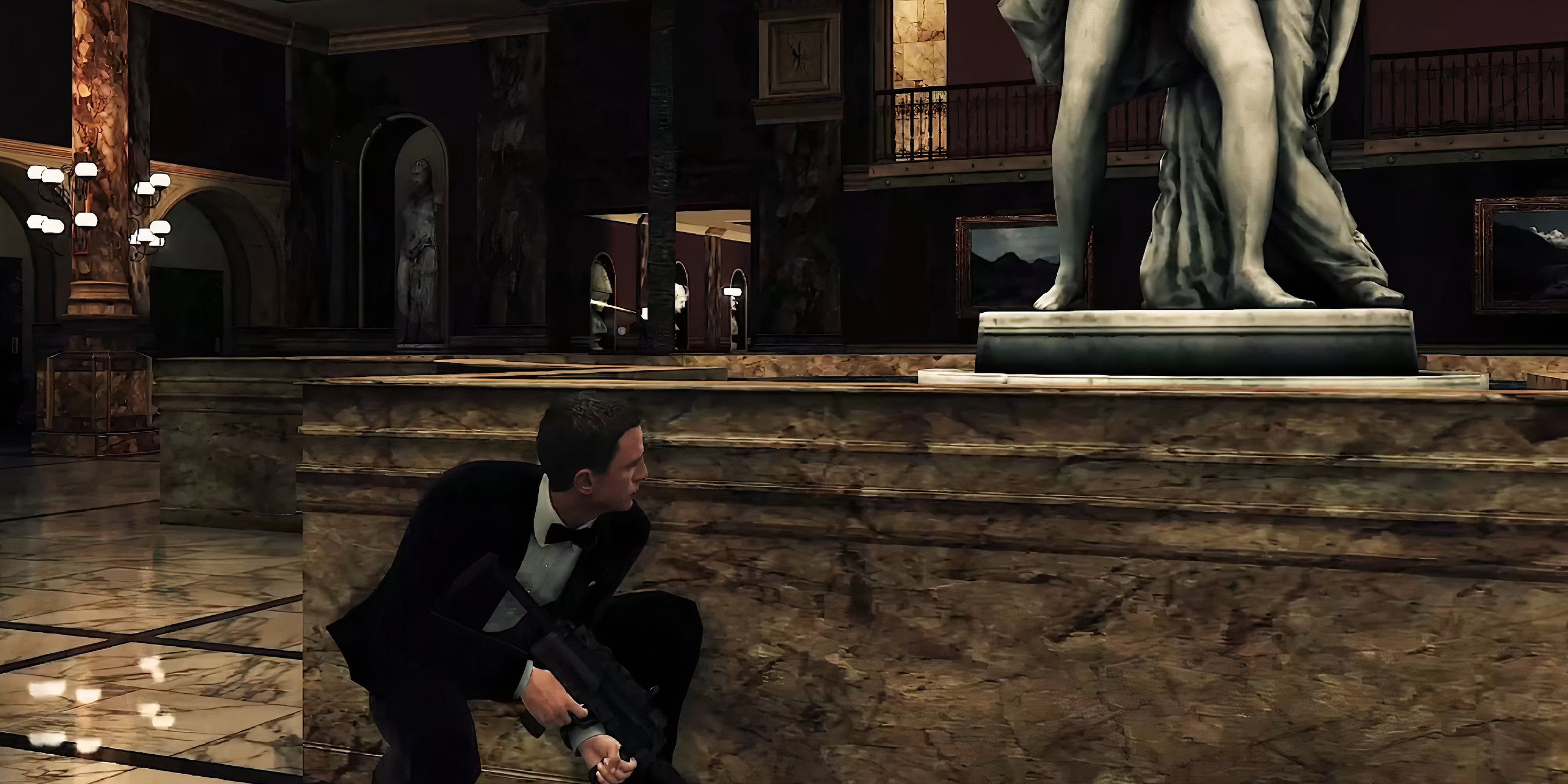 James Bond in cover wearing a tuxedo in James Bond 007: Blood Stone