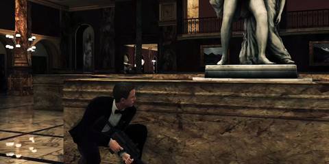 James Bond in cover wearing a tuxedo in James Bond 007: Blood Stone