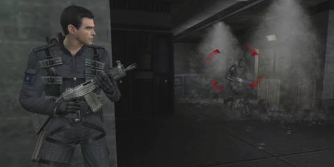 James Bond hiding behind cover in James Bond 007: Everything Or Nothing