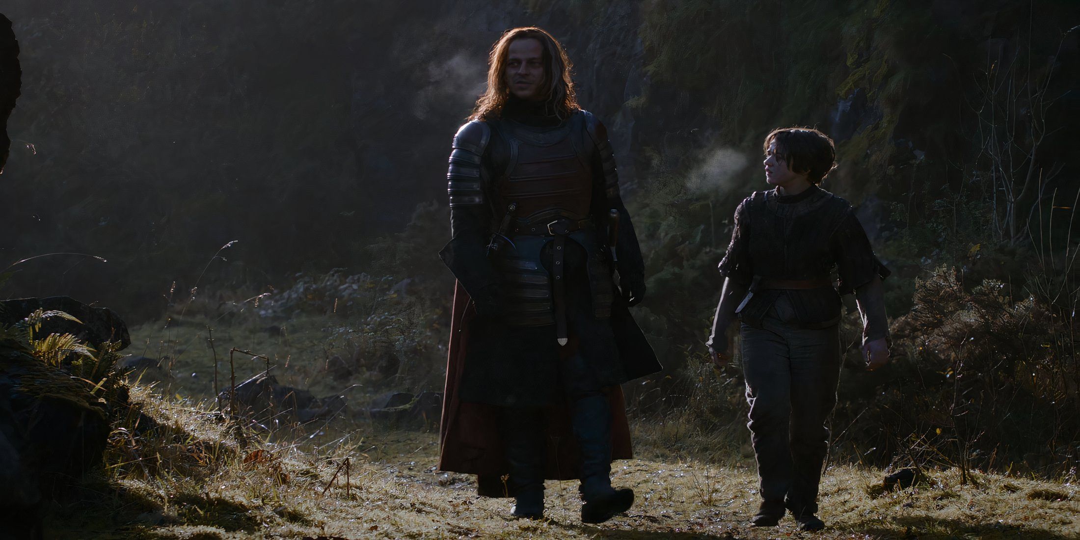 Jaqen H'ghar dressed as a Lannister and Arya Stark in Game of Thrones