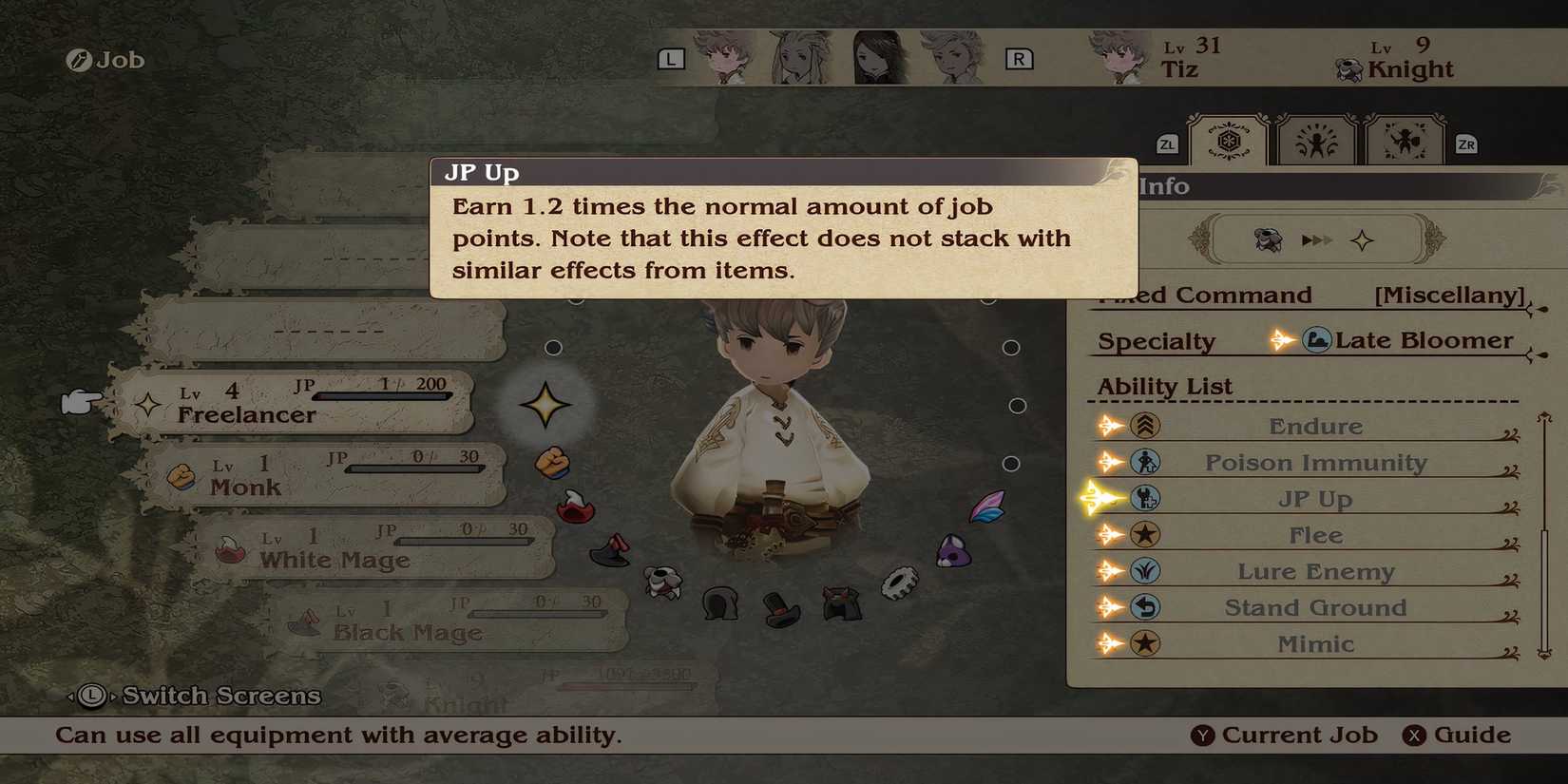 JP Up skill in Bravely Default Flying Fairy HD Remaster