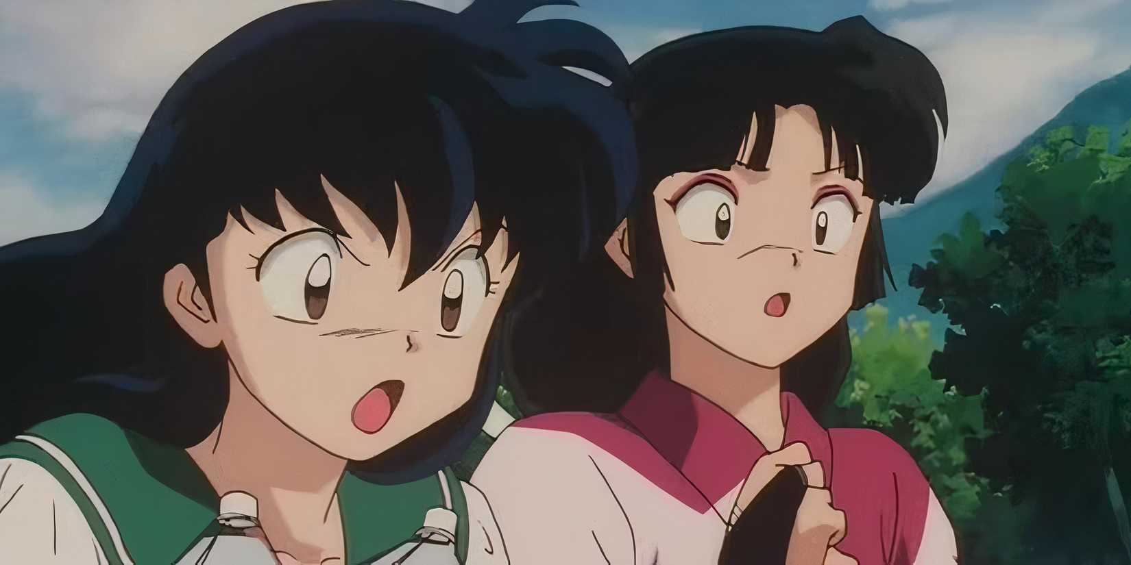 Kagome and Sango in Inuyasha look surprised.