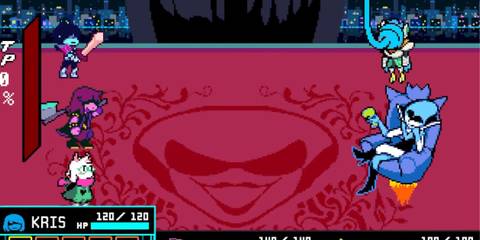 Kris, Susie and Ralsei fighting Queen and Berdly - Deltarune
