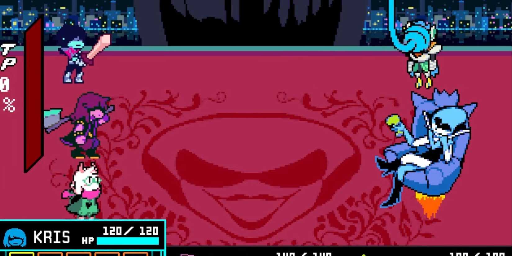 Kris, Susie and Ralsei fighting Queen and Berdly - Deltarune