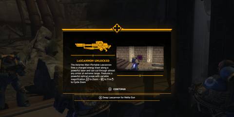 Lascannon weapon in Warhammer 40,000 Space Marine
