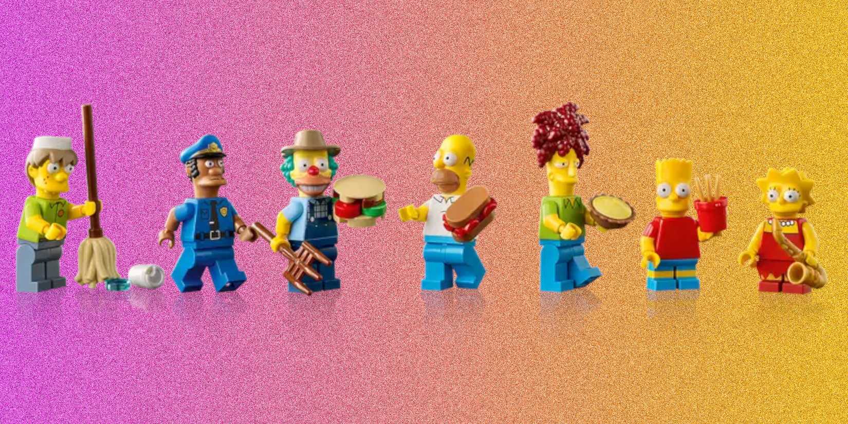 LEGO The Simpsons  Krusty Burger Restaurant Set Minifigures Sideshow Bob, Homer, Officer Lou, Bart, Lisa, Squeaky Voiced Teen, and Farmer Krusty the Clown