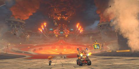 Lightning Cup Mario Kart World Bowser starting lap 2 at Bowser's Castle