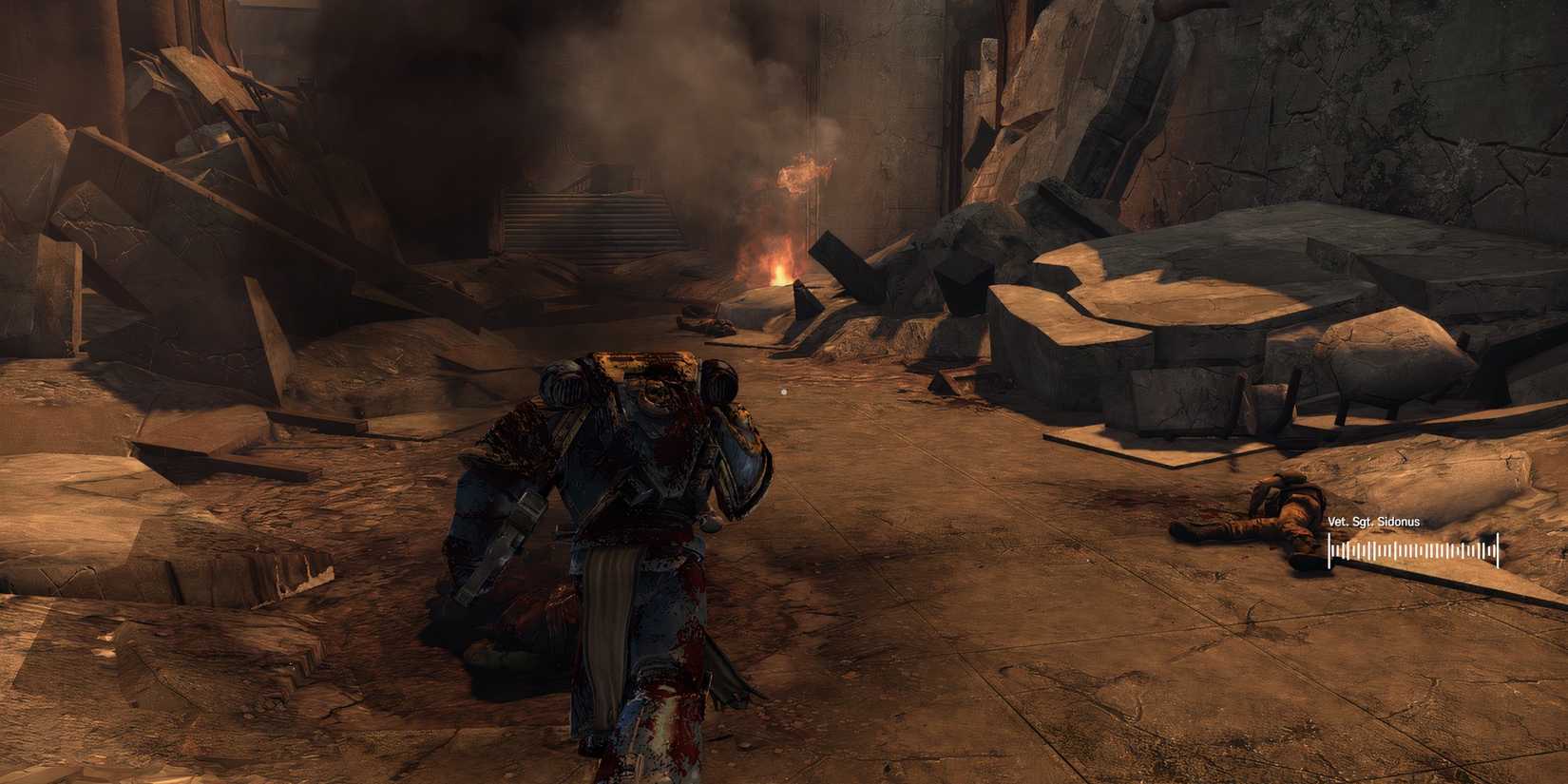 Listening to audio diary in Warhammer 40,000 Space Marine