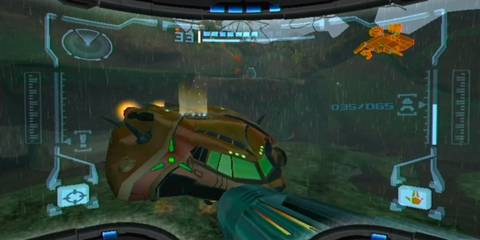 Looking at a spaceship in Metroid Prime
