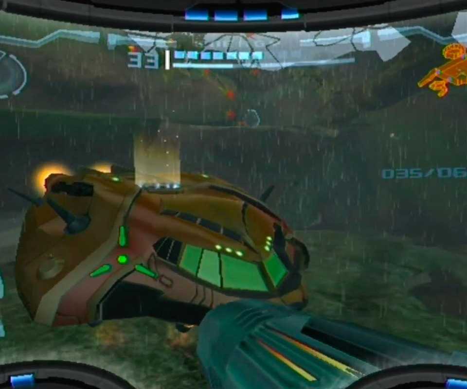 Looking at a spaceship in Metroid Prime