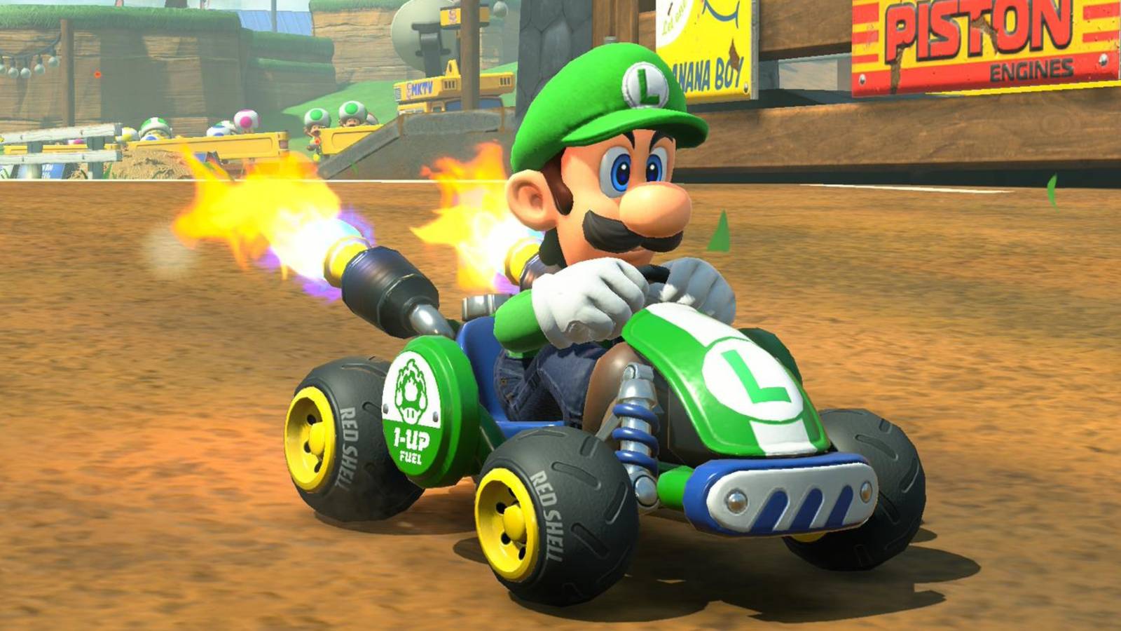luigi speeds off in mario kart world