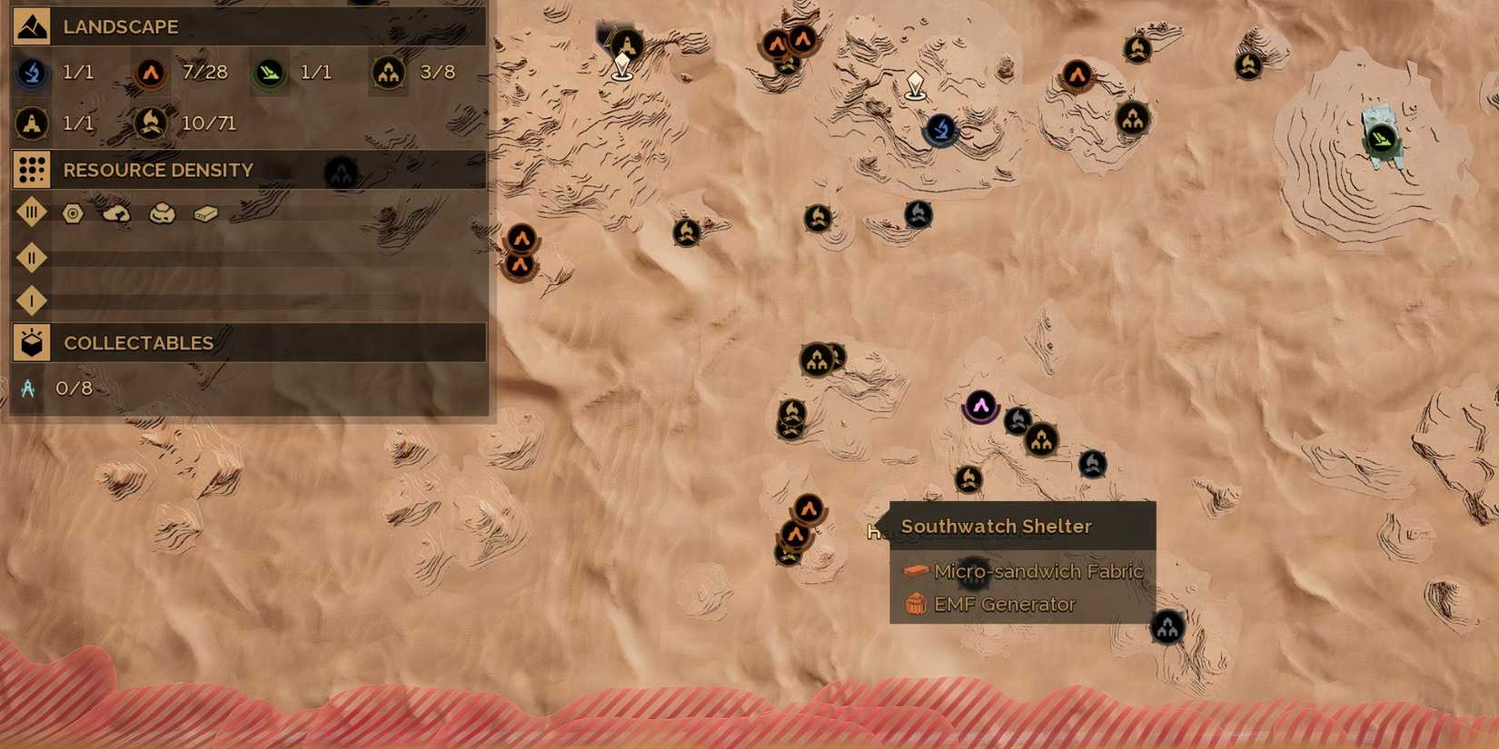 map with EMF generator locations dune awakening