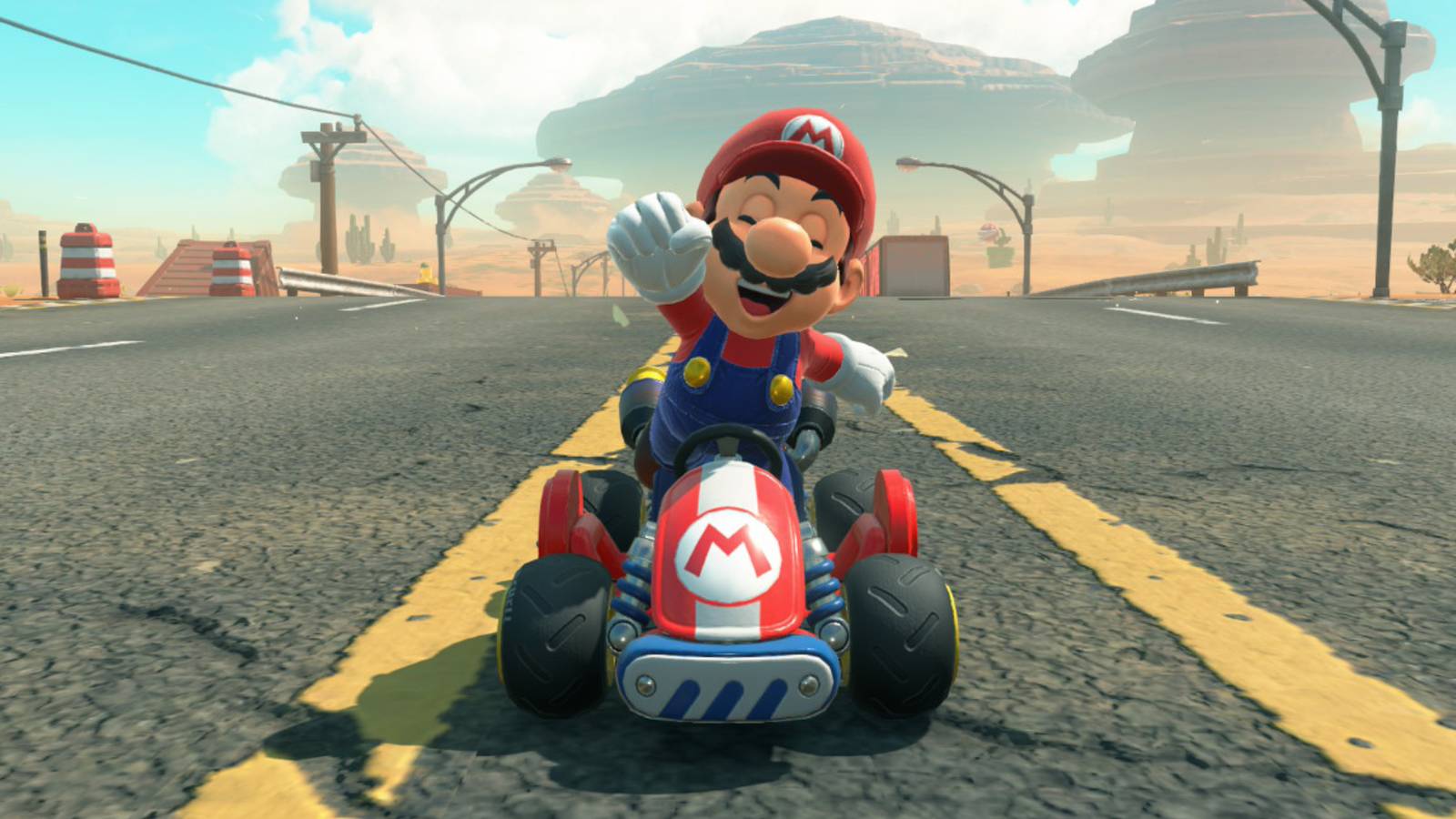 Mario Kart World Look Backward Check Behind Back View MKW Mario Intro Screen