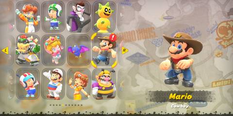 Mario’s Cowboy costume in Mario Kart World