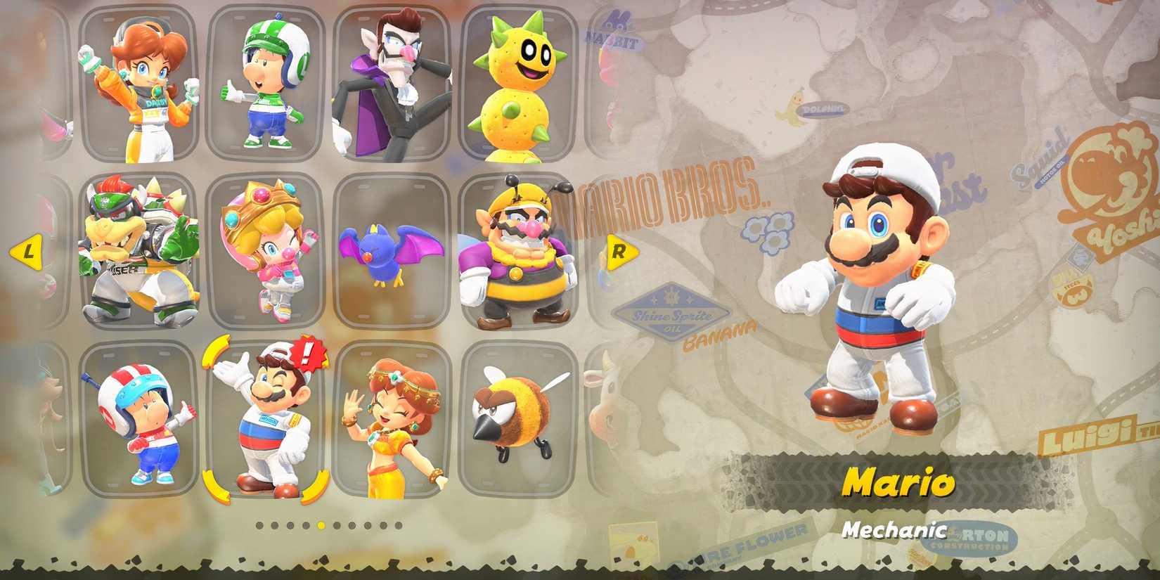 Mario’s Mechanic costume in Mario Kart World