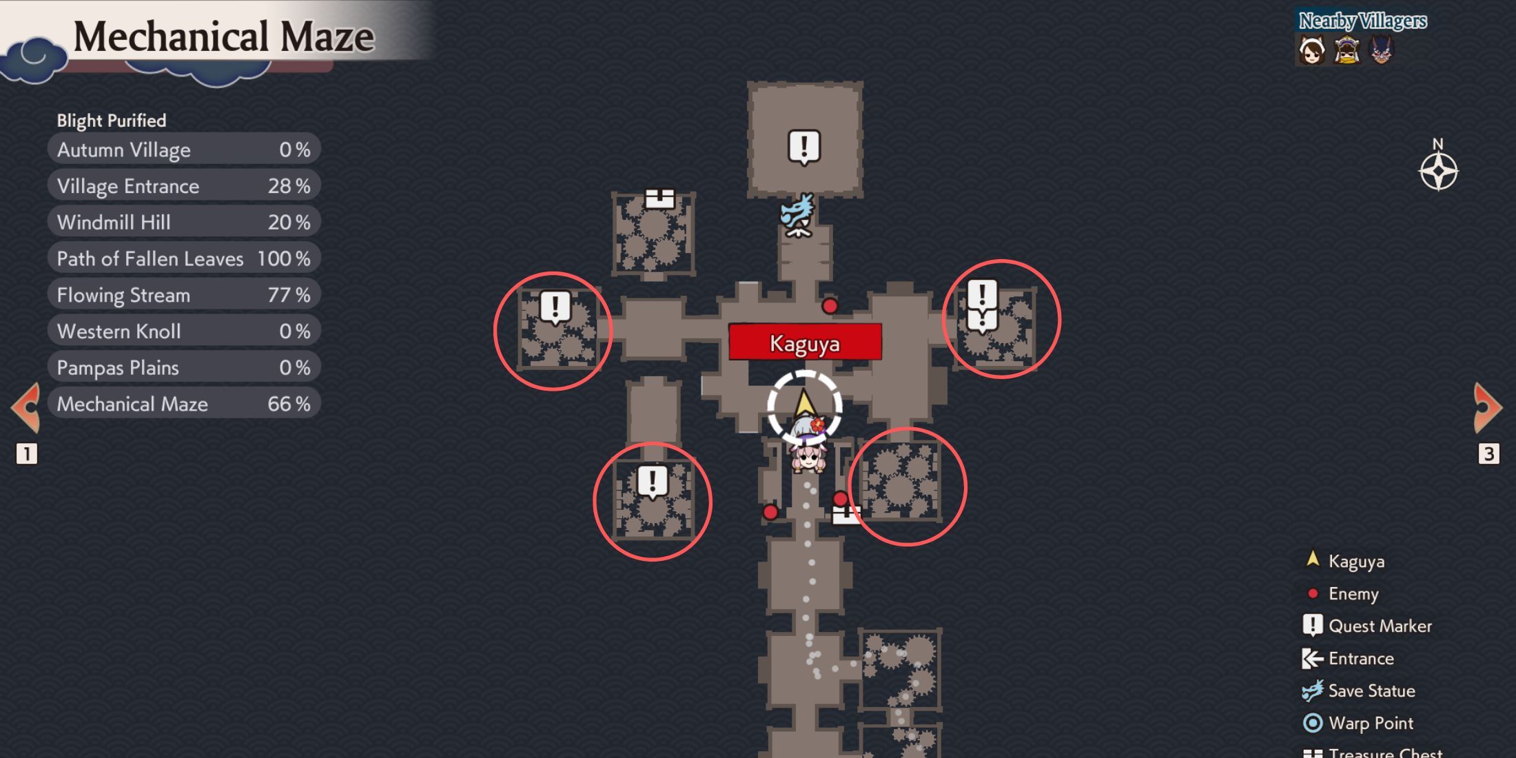 Mechanical Maze map with door button locations in Rune Factory Guardians of Azuma