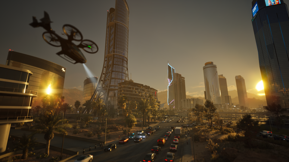 MindsEye_Redrock City Sky Car Sunset 1