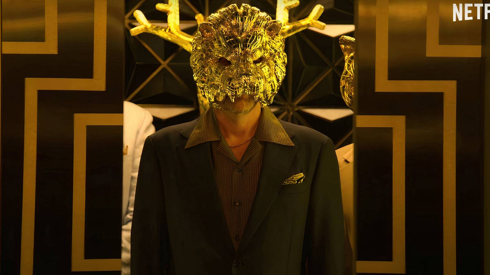 A VIP from Squid Game Stepping out of the elevator