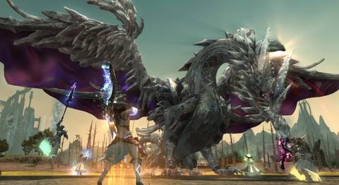Players battle a dragon