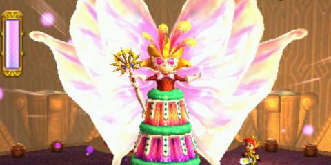 The Lady's final form, a much more elaborate dress that towers over the links