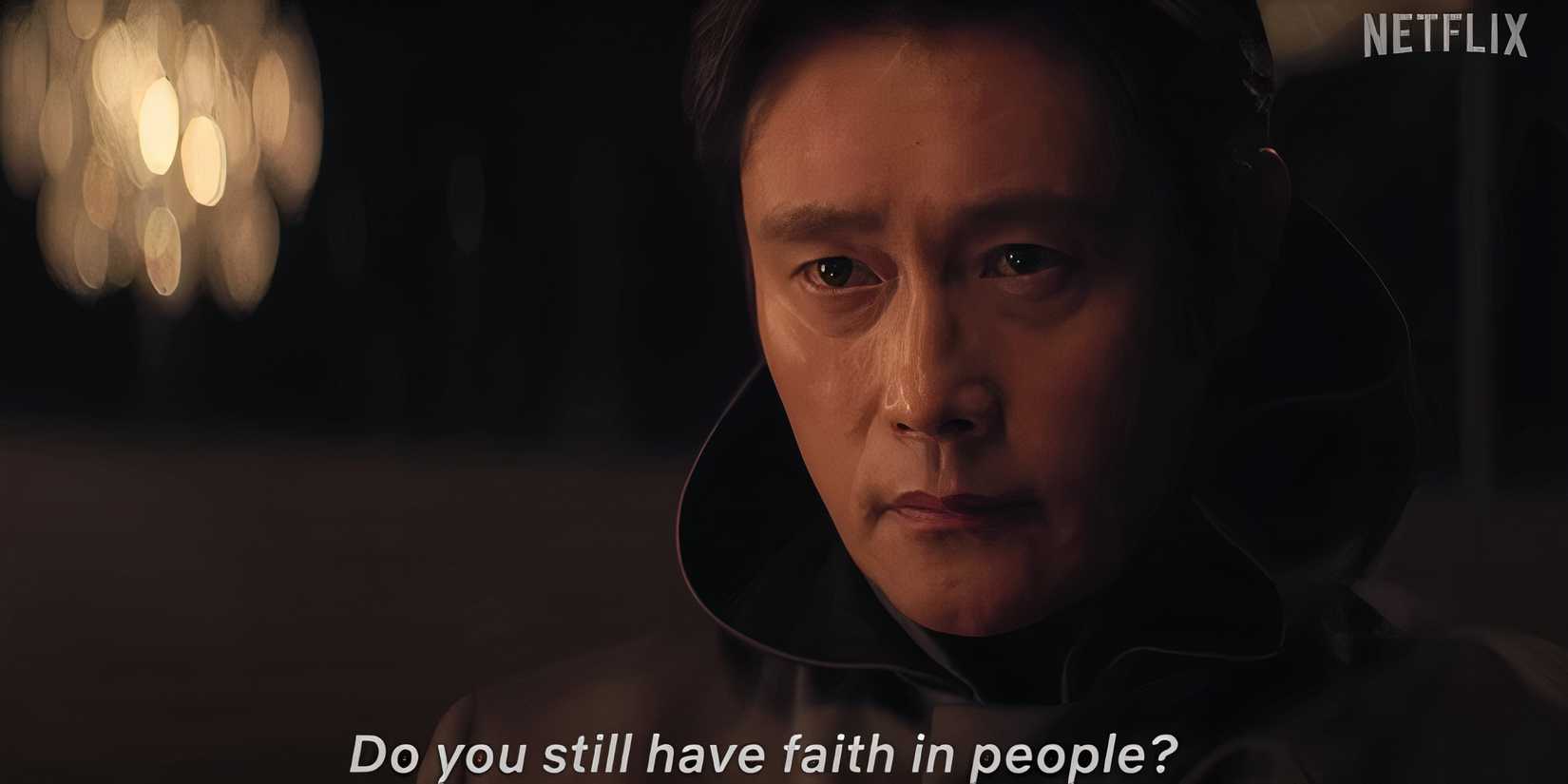 The Front Man Talking to Gi-hun in the Squid Game Season 3 Trailer