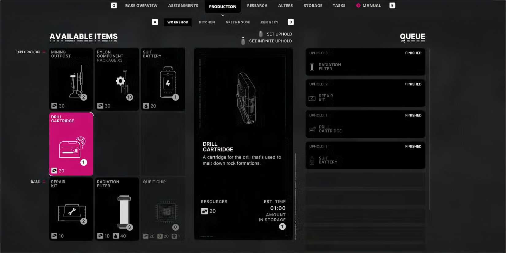 Drill Cartridges in The Alters