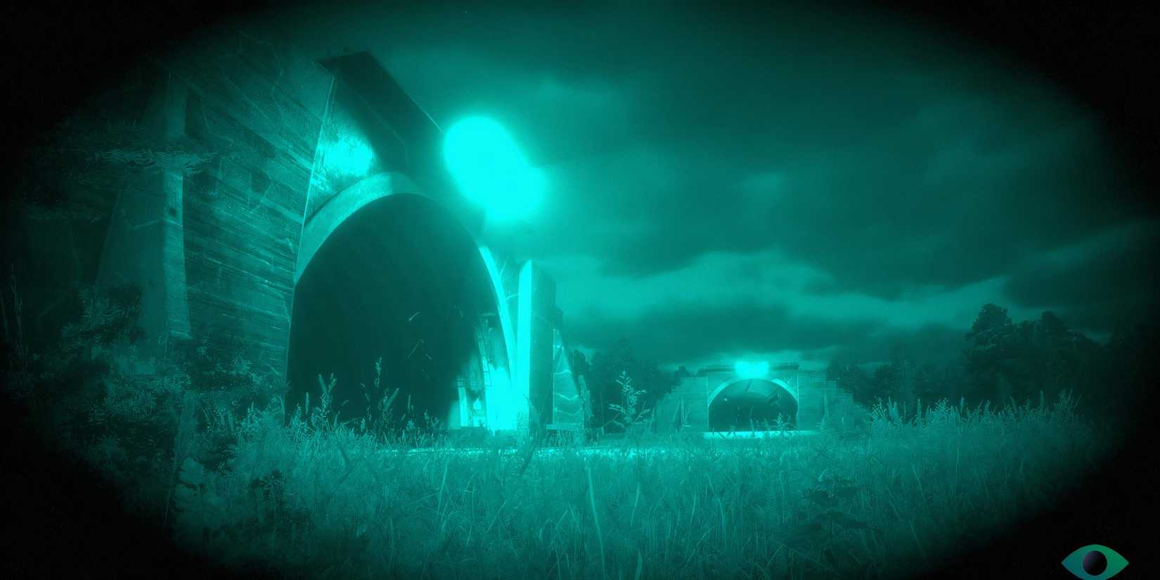 View of hangars with Night Vision System.