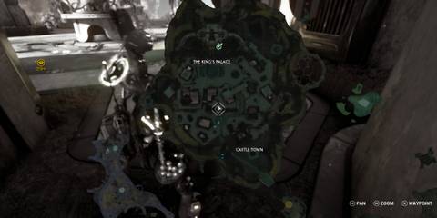 The King's Palace, Fragment behind bench with map. 