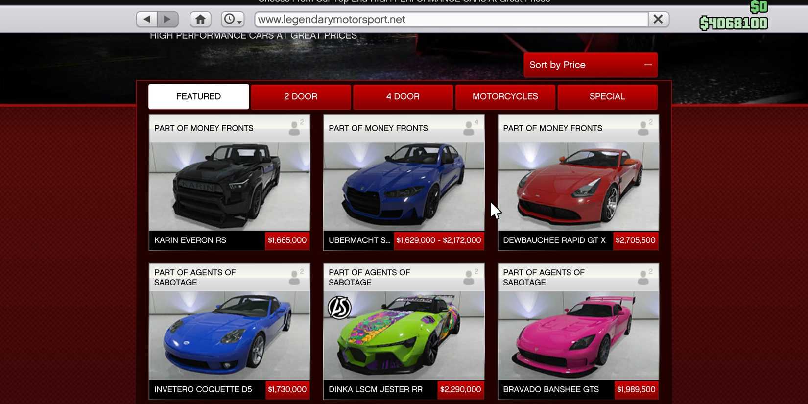 money fronts vehicles