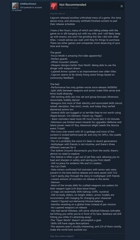 Monster Hunter Wilds Steam reviews