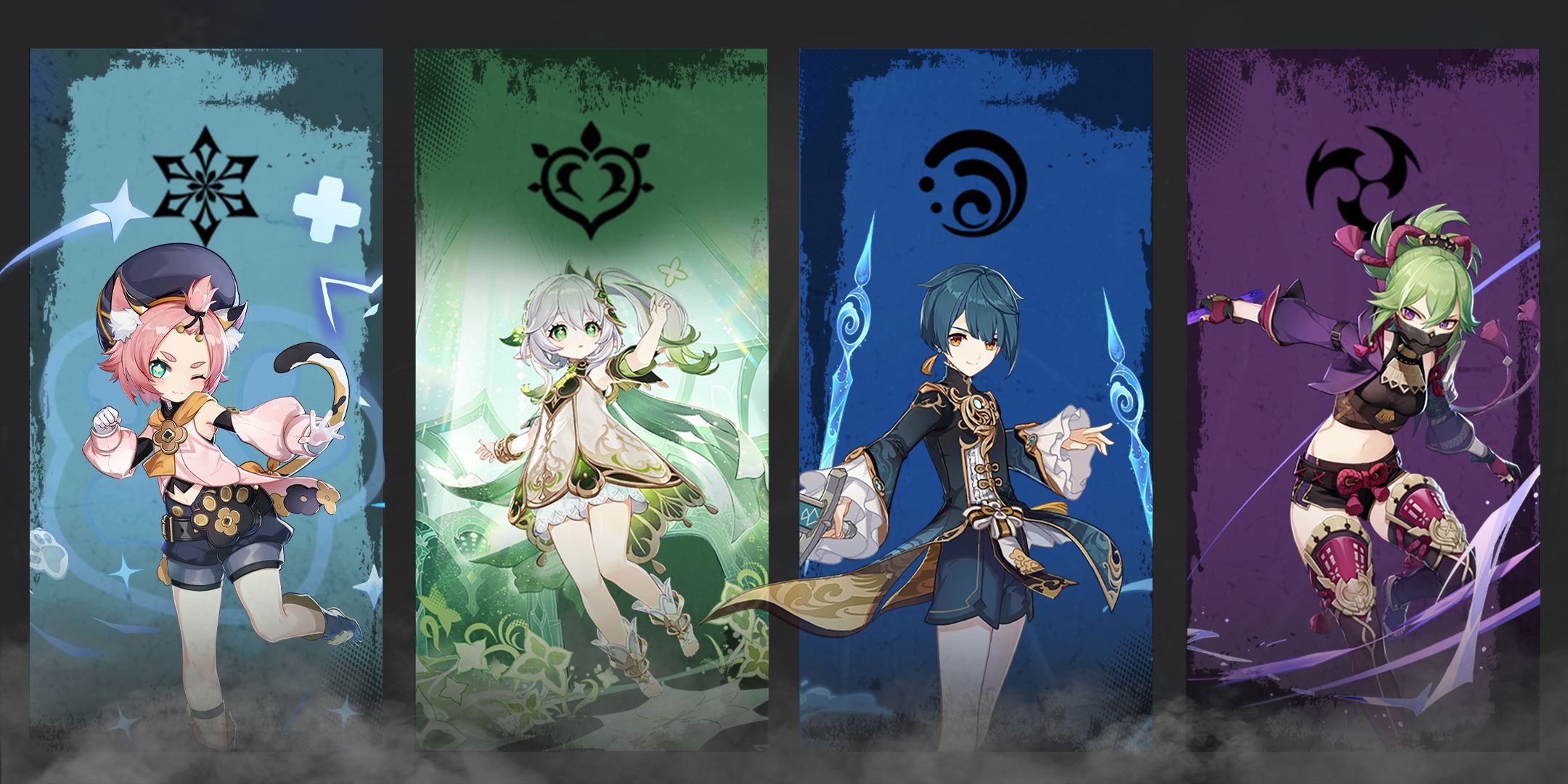 Nahida-xingqiu-kuki shinobu -nd diona composición del equipo en jansin impacto