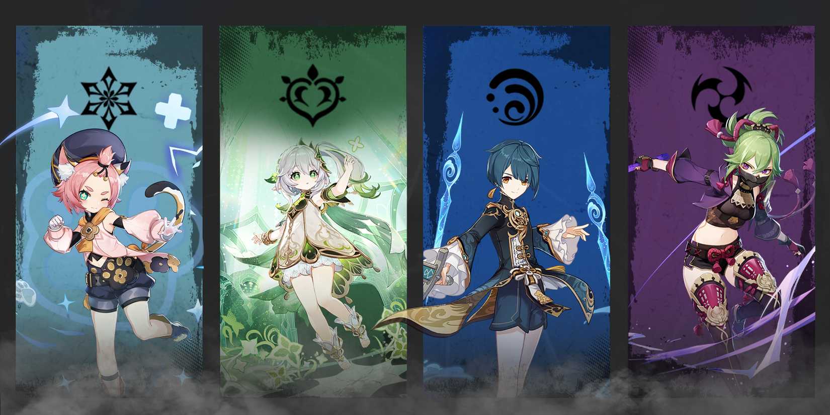 nahida- xingqiu-kuki shinobu-and diona team composition in genshin impact