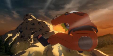 Naruto fighting Gaara in Naruto Ultimate Ninja Storm
