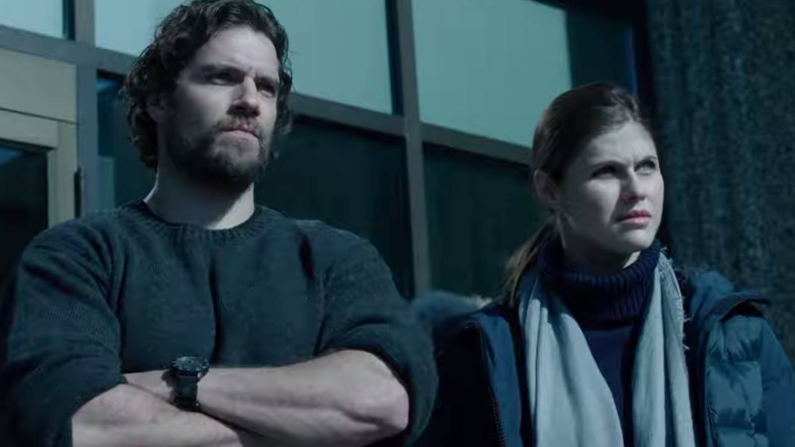 Henry Cavil and Alexandra Daddario in Night Hunter