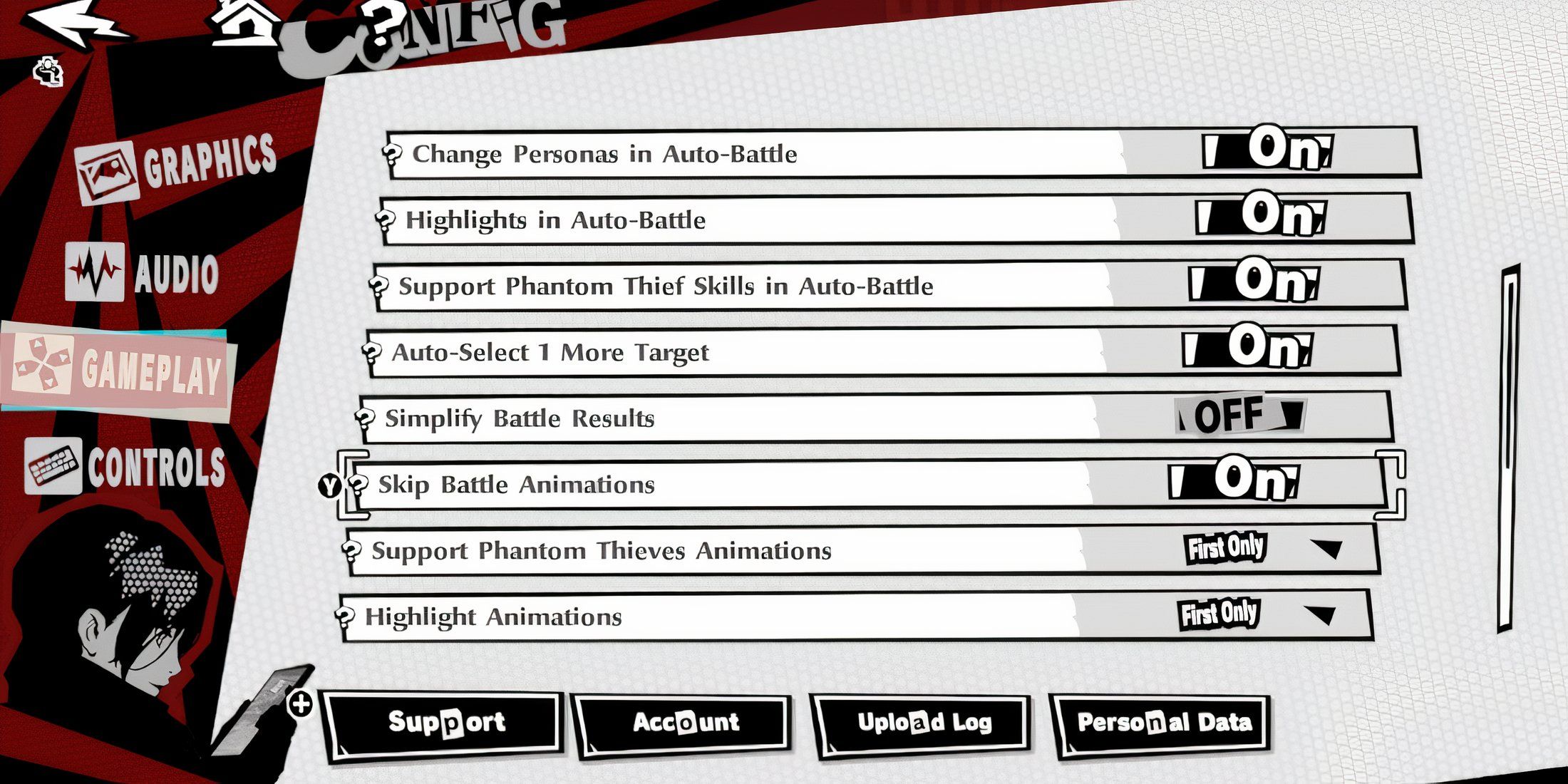Alternative menu in Persona 5 The Phantom X