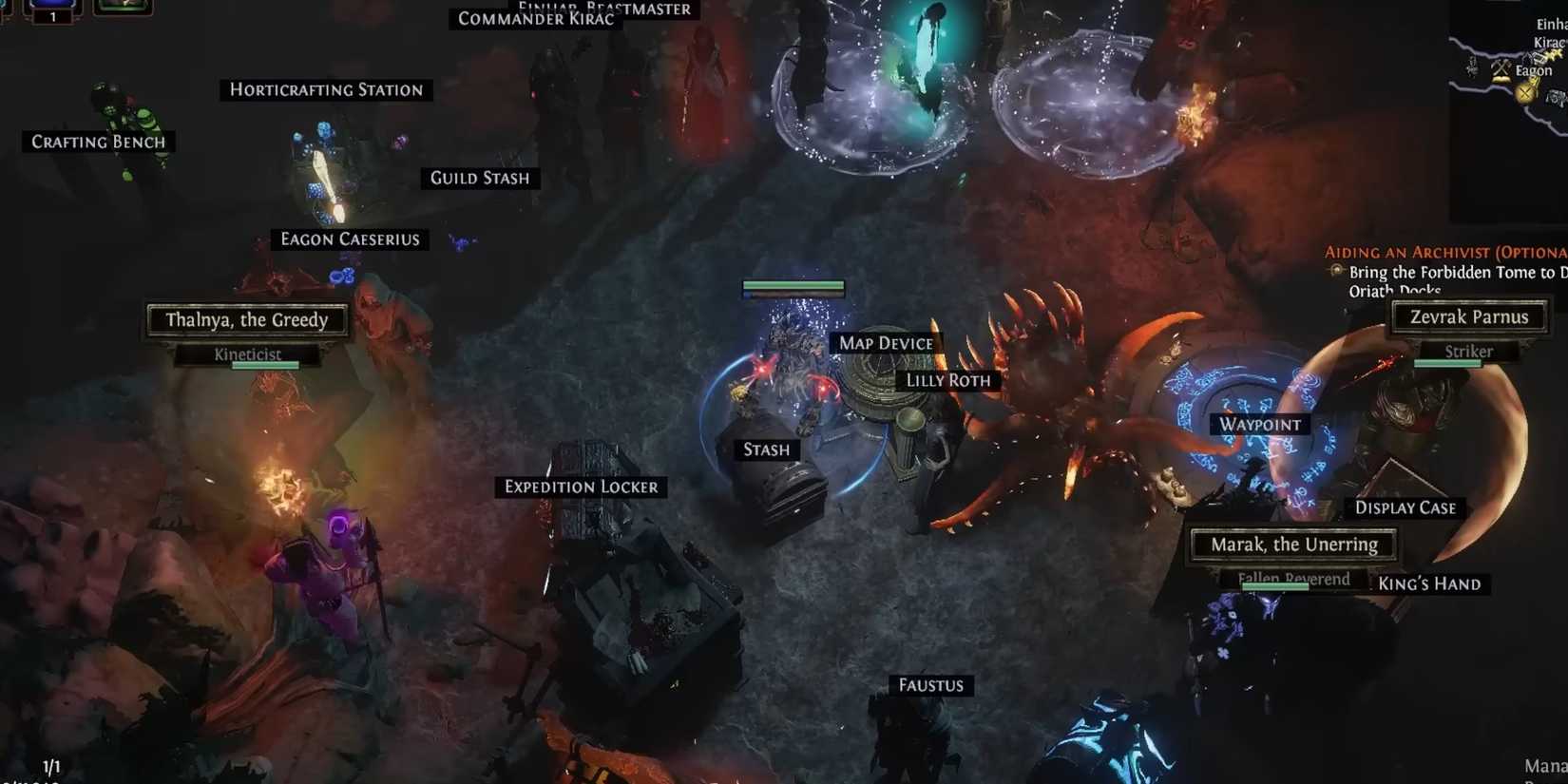 Path of Exile fallen reverend and kineticist in hideout