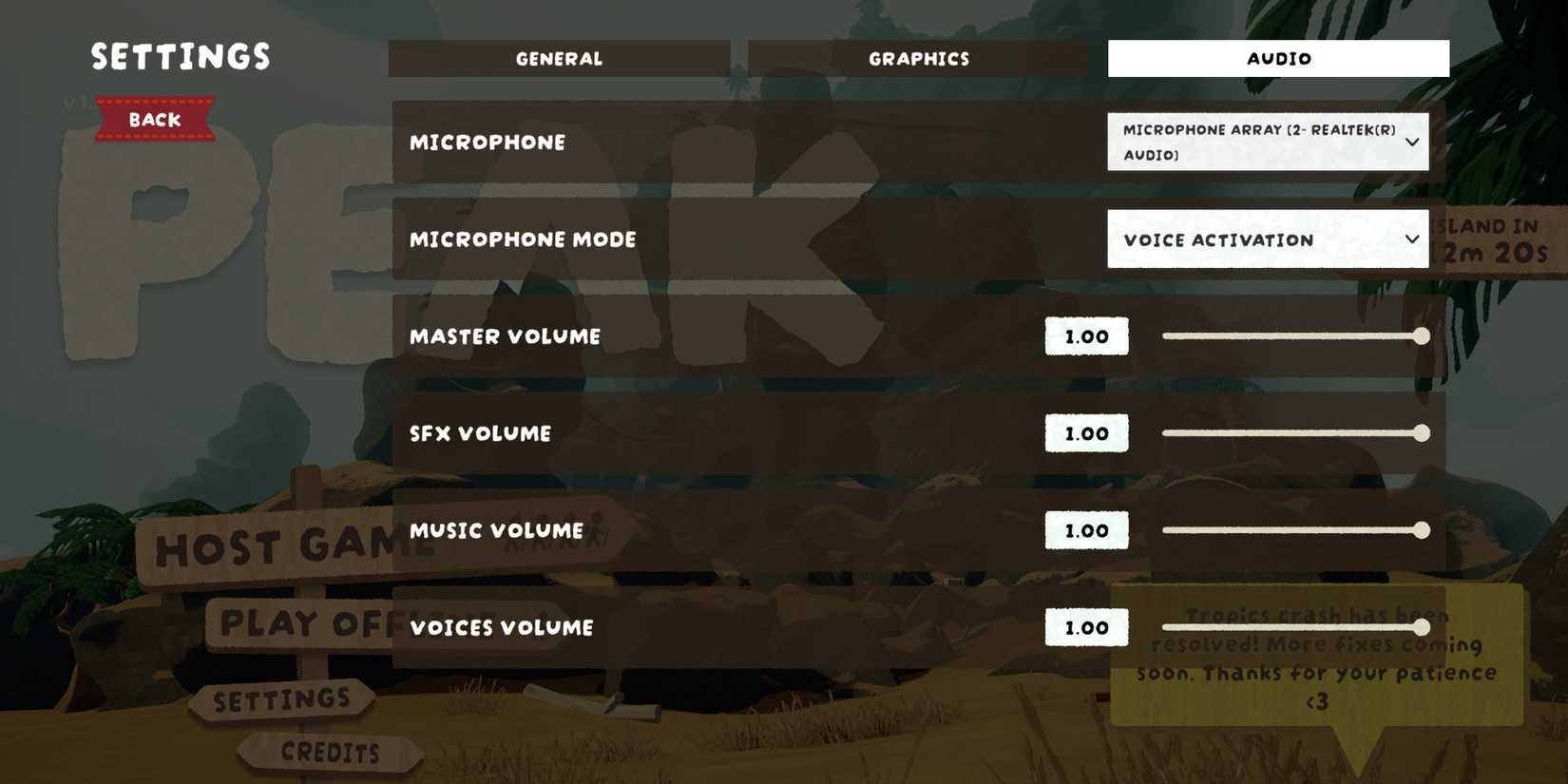 Peak in-game Audio Settings