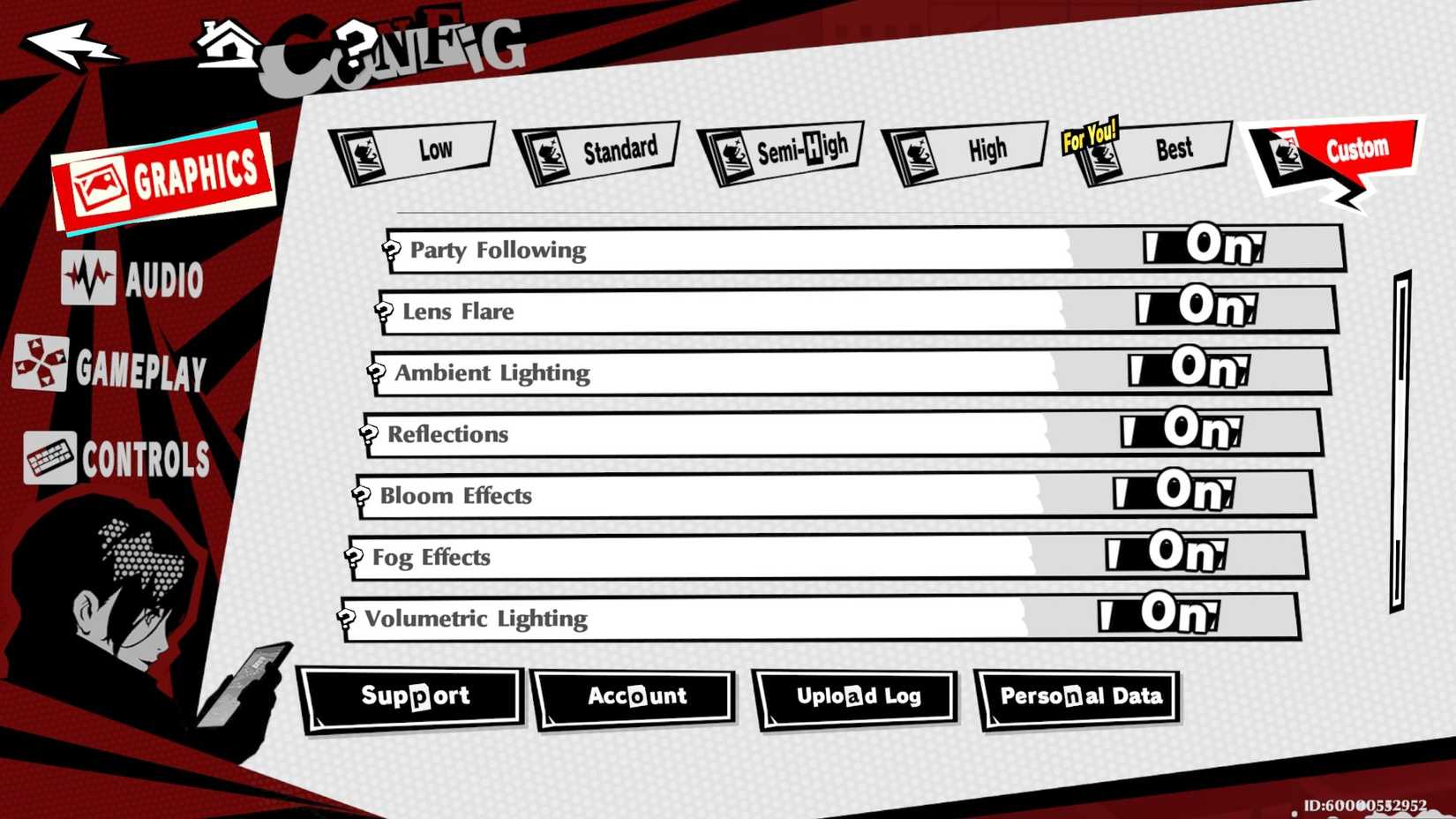 Persona 5 The Phantom X Graphics Settings