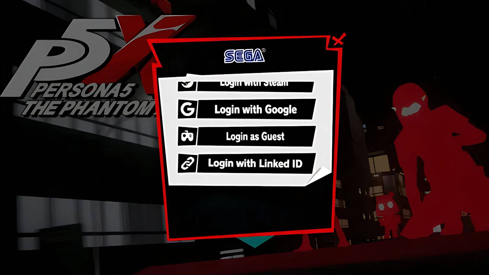 Persona 5 The Phantom X Login Page Reroll