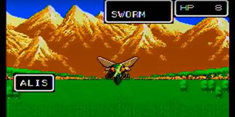 Phantasy Star - fighting a Sworm.