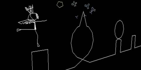 Playing through a level in Vib-Ribbon